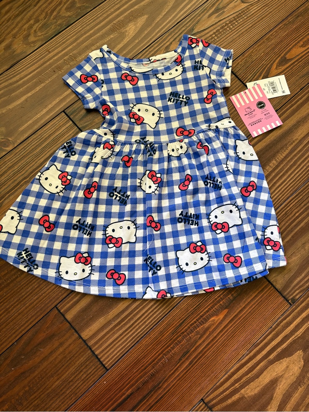 Hello Kitty Blue Gingham Dress with Red Accents